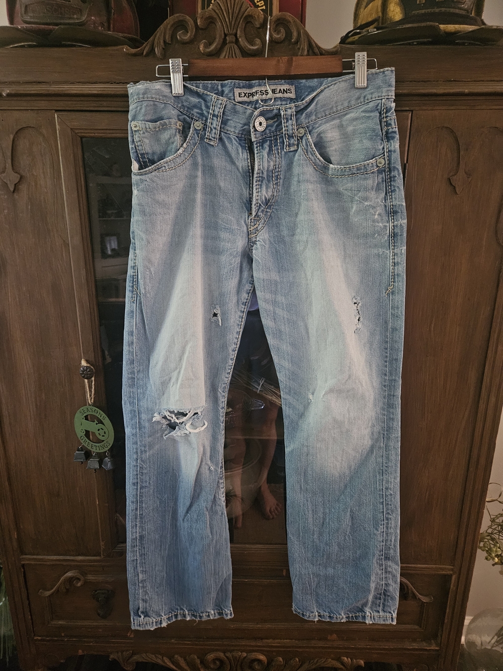 Vintage Express Distressed Light Wash Bootcut Jeans Y2K Sz30/32